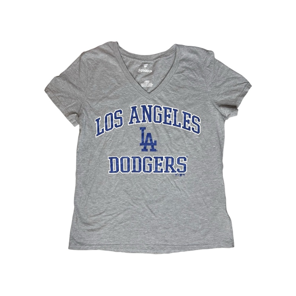 Fanatics Women’s Los Angeles Dodgers Gray V-Neck T-Shirt